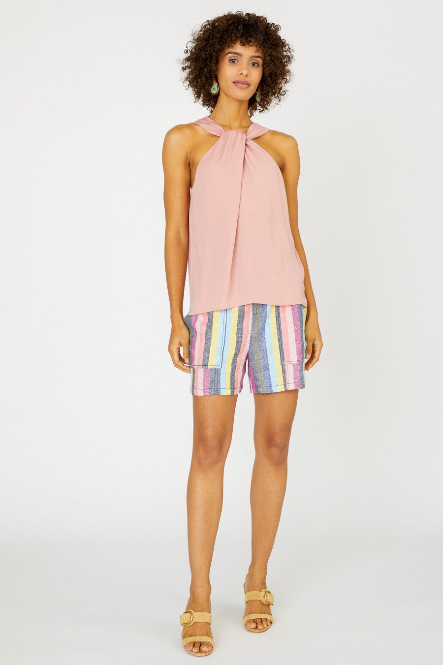 CURRENT AIR Cross Halter Neck Top Sleeveless Tops