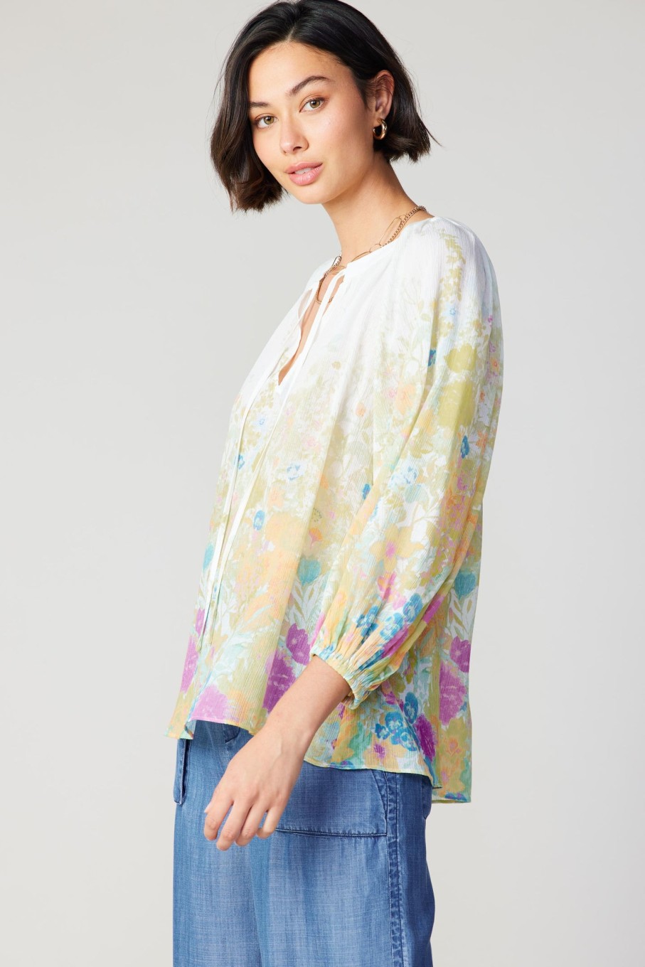 CURRENT AIR Gradient Floral Motif Blouse Blouses