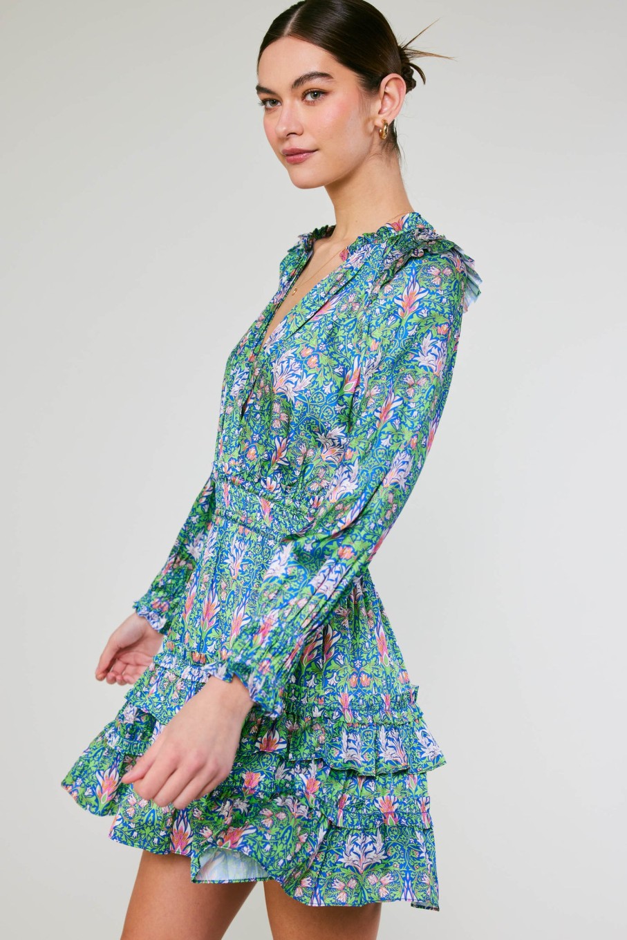 CURRENT AIR Ruffled Surplice Floral Mini Dress Mini Dresses