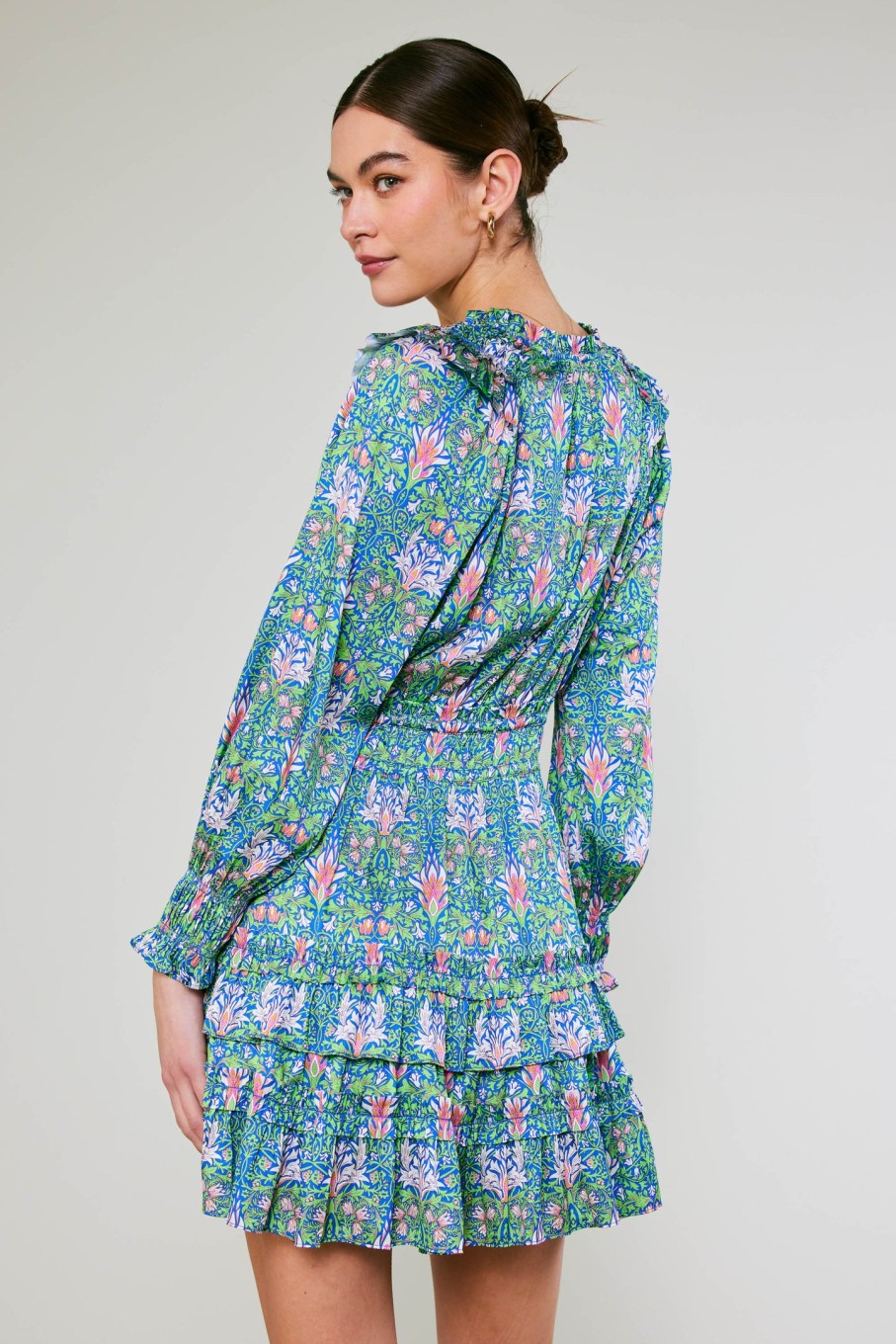 CURRENT AIR Ruffled Surplice Floral Mini Dress Mini Dresses