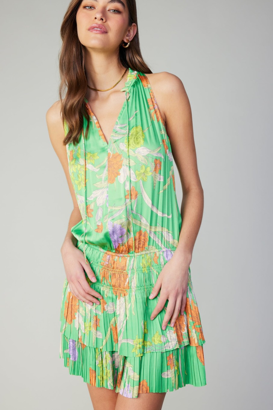 CURRENT AIR Cara Floral Pleated Mini Dress Mini Dresses