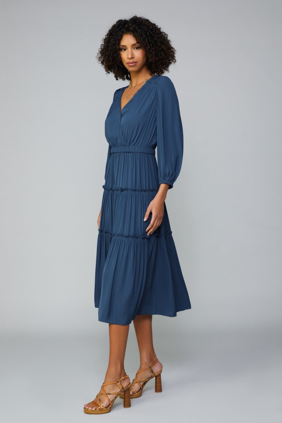 CURRENT AIR Surplice Tiered Midi Dress Midi Dresses