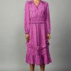 CURRENT AIR Jacquard Surplice Ruffle Dress Midi Dresses