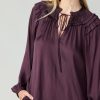 CURRENT AIR Smocked Shoulder Blouse Long Sleeve Tops