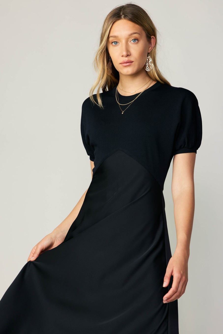 CURRENT AIR Contrast Knit Midi Dress Knitwear