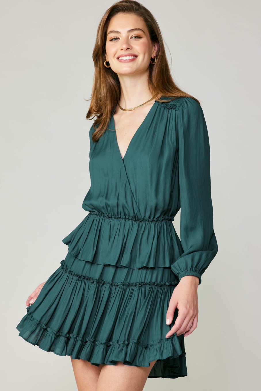 CURRENT AIR Surplice Tiered Mini Dress Mini Dresses