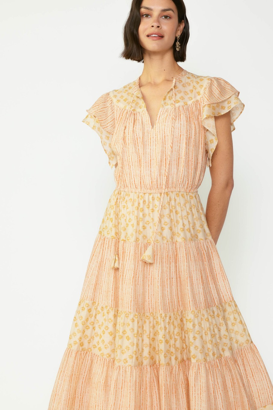 CURRENT AIR Everleigh Flutter Sleeve Midi Dress Midi Dresses
