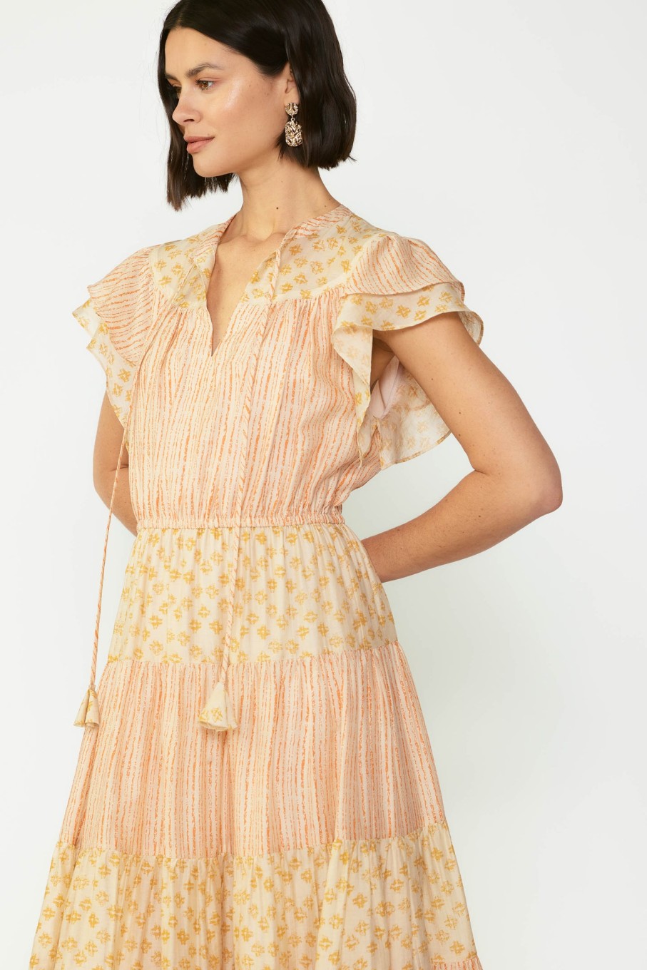 CURRENT AIR Everleigh Flutter Sleeve Midi Dress Midi Dresses
