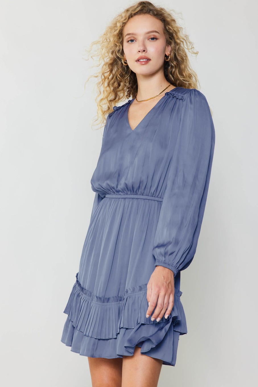 CURRENT AIR Pleat Detail Tiered Mini Dress Mini Dresses
