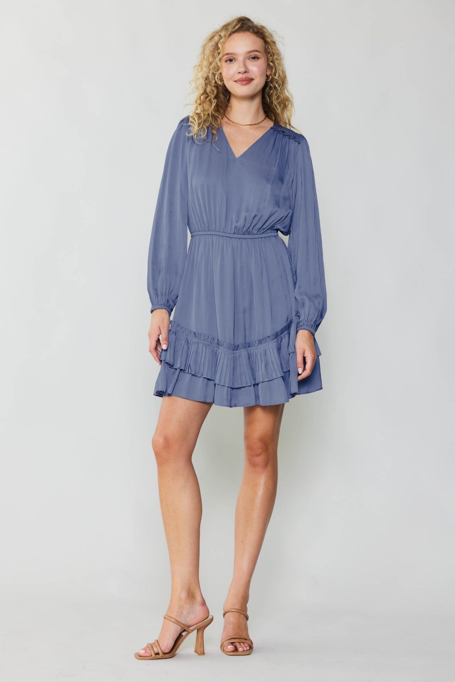 CURRENT AIR Pleat Detail Tiered Mini Dress Mini Dresses