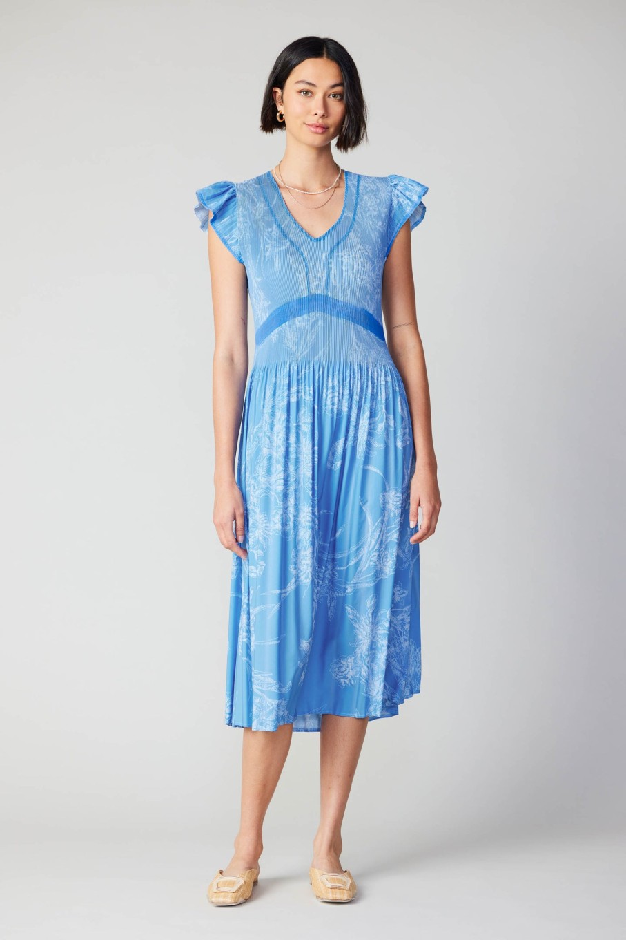 CURRENT AIR Carolina Pleated Skirt Midi Dress Midi Dresses