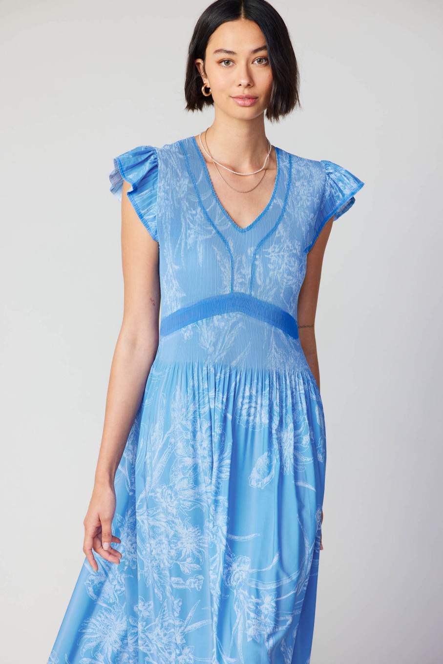 CURRENT AIR Carolina Pleated Skirt Midi Dress Midi Dresses