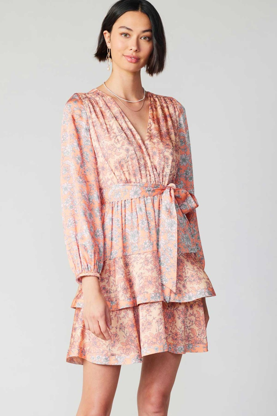 CURRENT AIR Floral Surplice Mini Dress Mini Dresses
