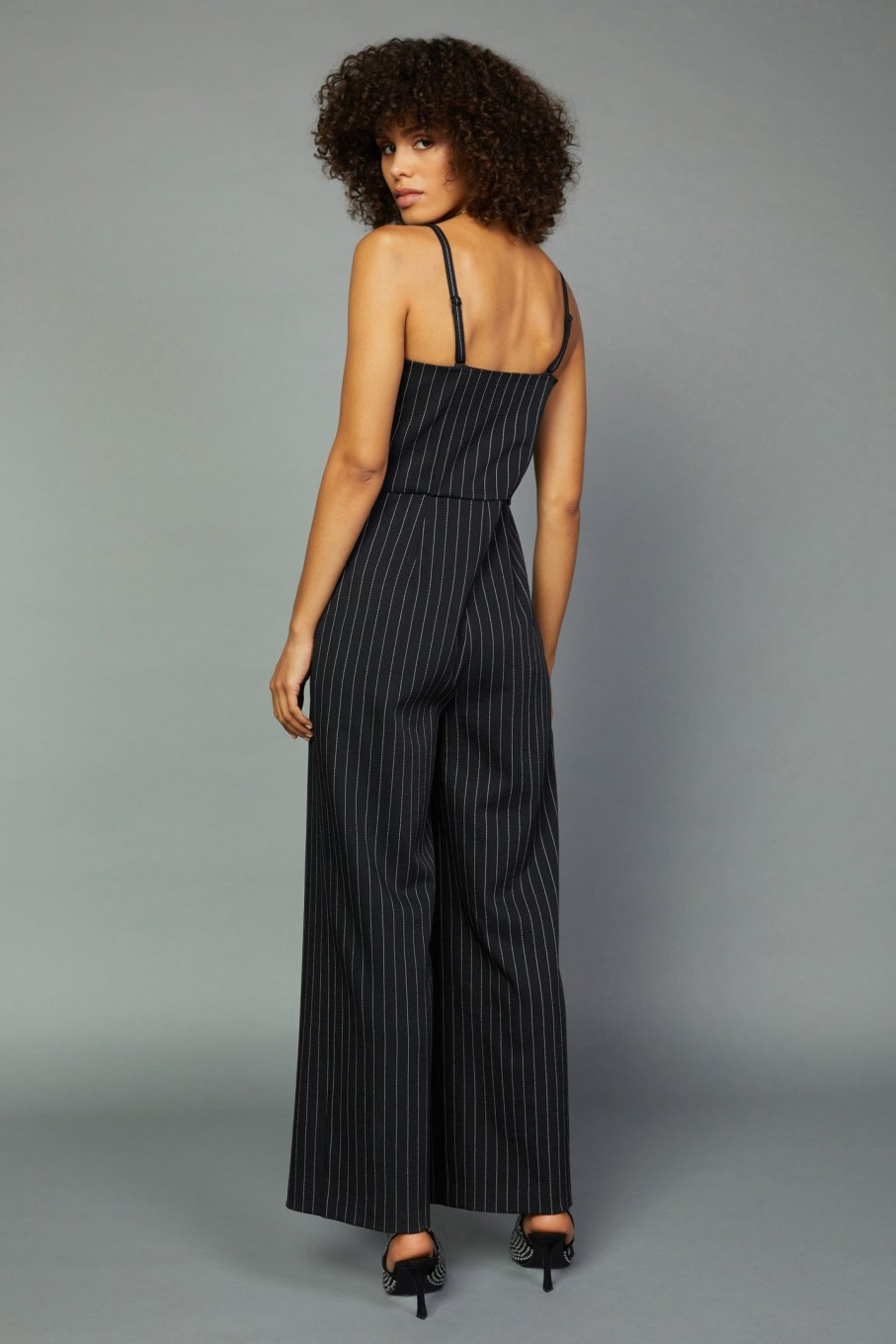 CURRENT AIR Pinstriped Bow Detail Jumpsuit Jumpsuits & Rompers