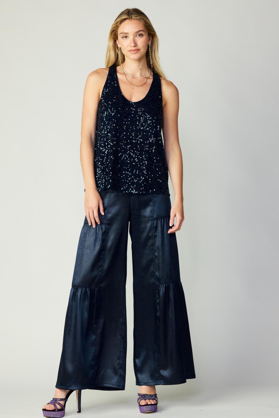 CURRENT AIR Sequin Sleeveless Top Blouses