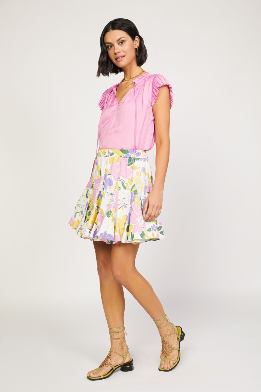 CURRENT AIR Vintage Floral Godet Skirt Skirts
