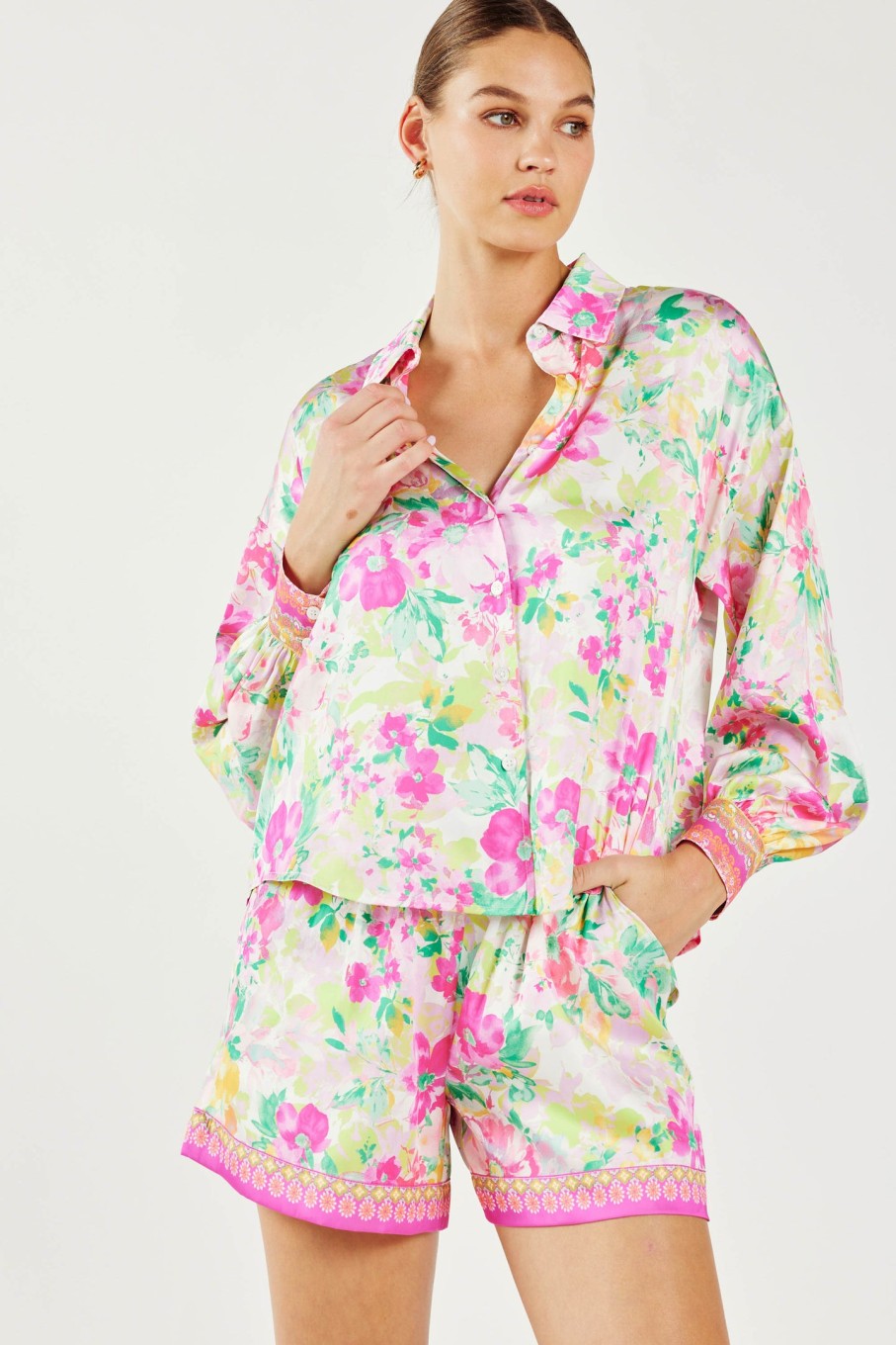 CURRENT AIR Botanical Watercolor Blouse Blouses