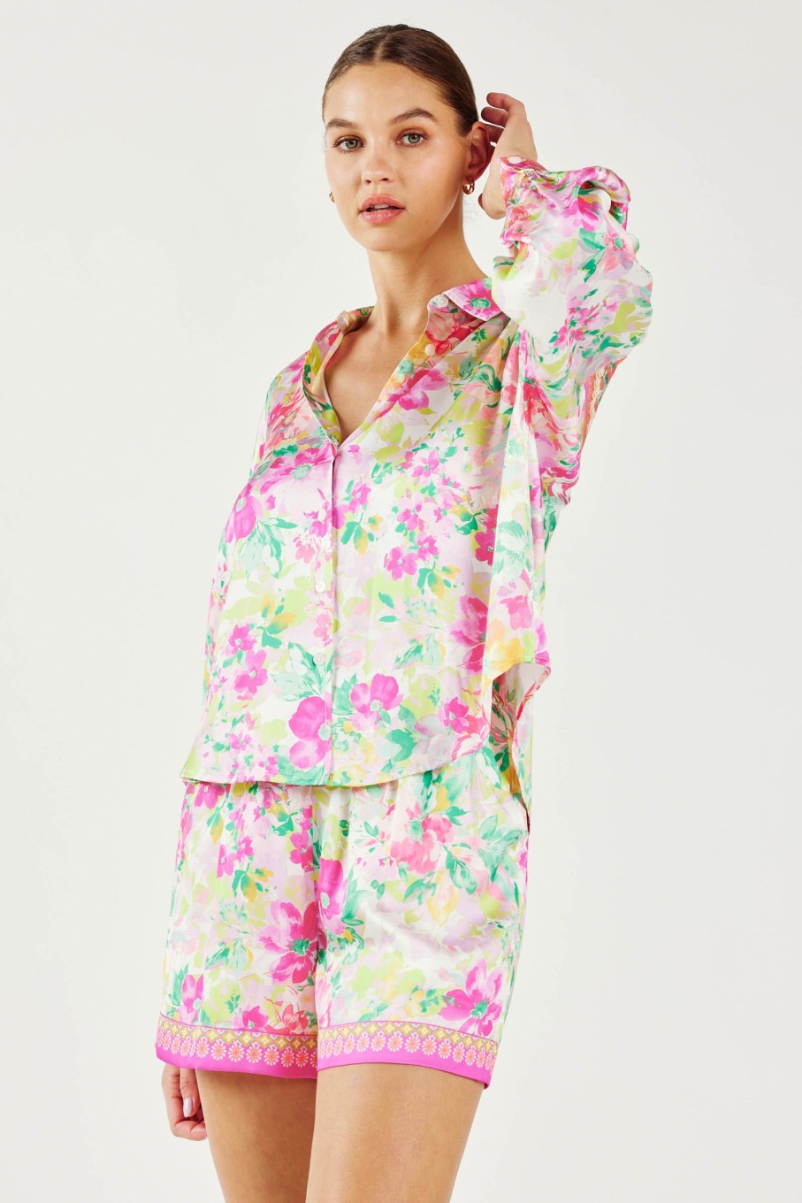 CURRENT AIR Botanical Watercolor Blouse Blouses
