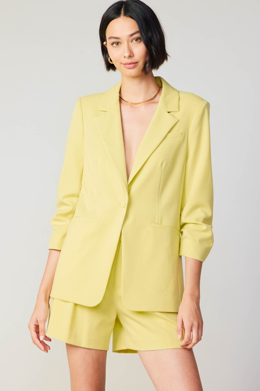 CURRENT AIR Ruched Sleeve Blazer Sets