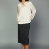 CURRENT AIR Gathered Bow Tie Blouse Long Sleeve Tops