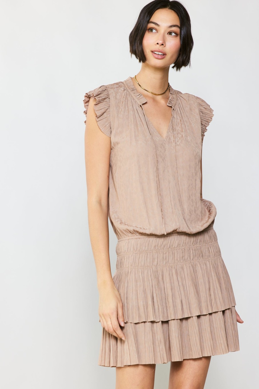 CURRENT AIR Zoey Jacquard Pleated Mini Dress Mini Dresses