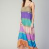 CURRENT AIR Color Block Pleated Maxi Dress Maxi Dresses
