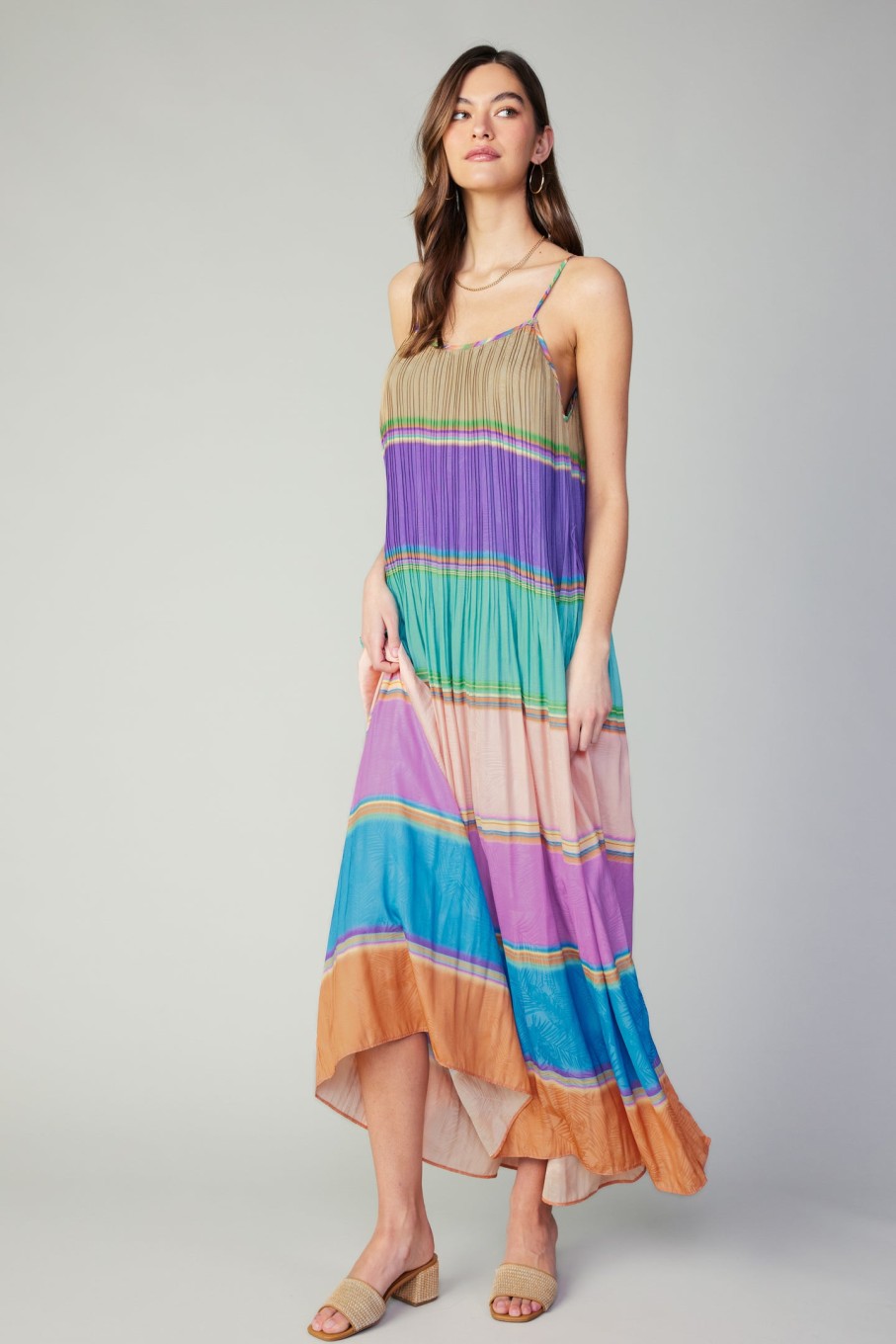 CURRENT AIR Color Block Pleated Maxi Dress Maxi Dresses