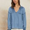 CURRENT AIR Picot Ruffled Blouse Blouses