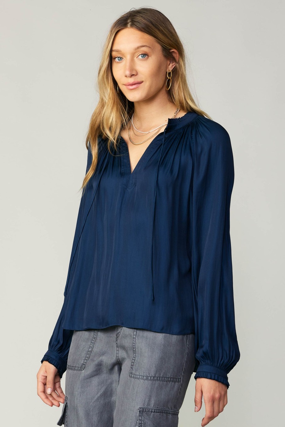 CURRENT AIR Ruffled Cuff Blouse Blouses