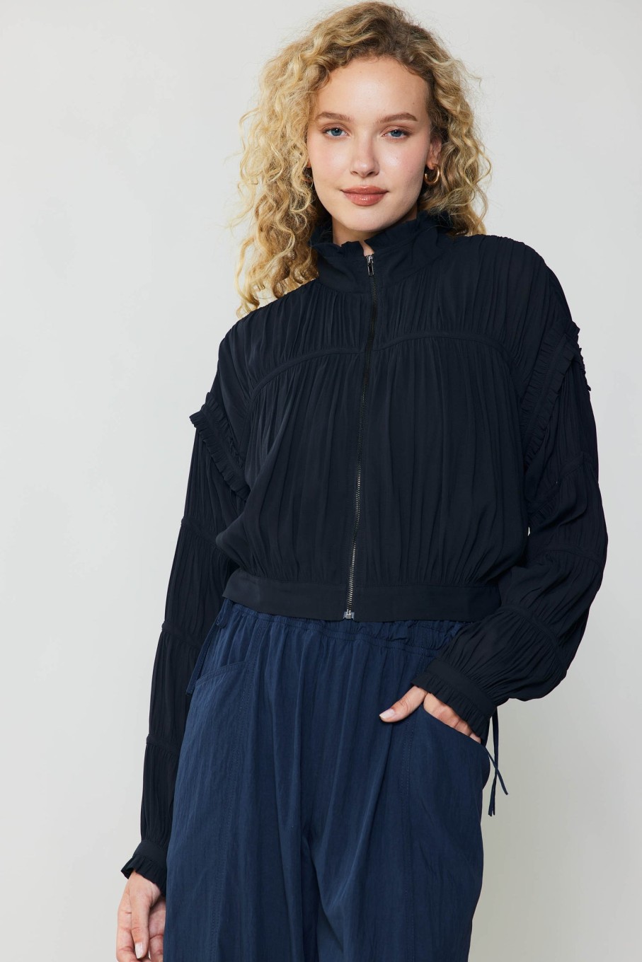 CURRENT AIR Shirred Sleeve Jacket Coats & Jackets