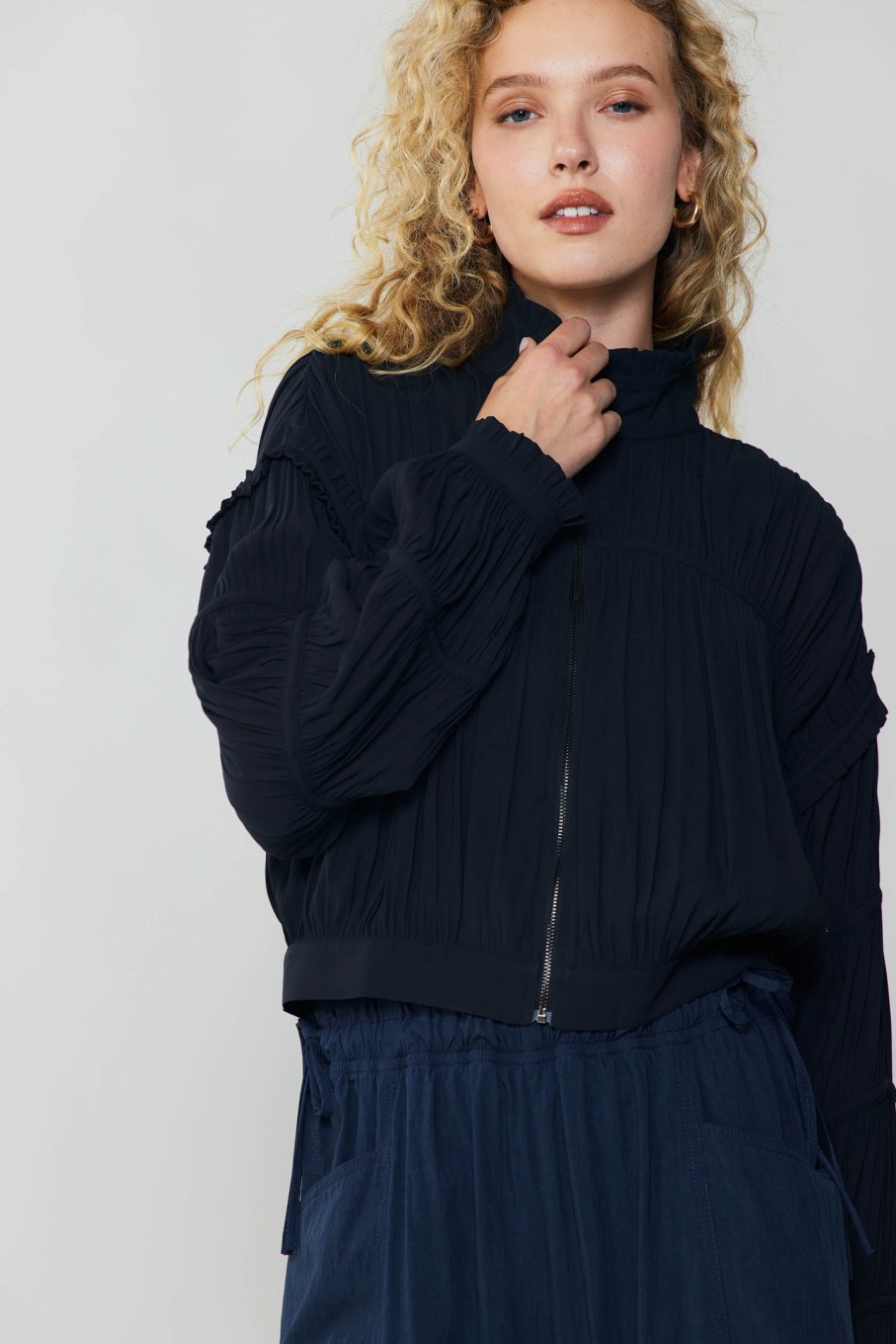 CURRENT AIR Shirred Sleeve Jacket Coats & Jackets