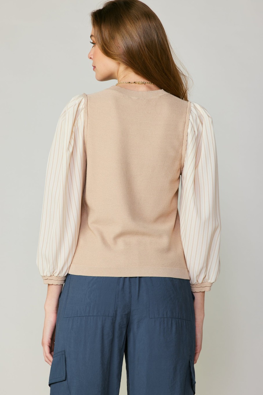 CURRENT AIR Contrast Sweater Top Long Sleeve Tops