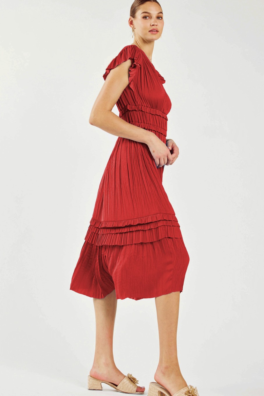 CURRENT AIR Sereia Pleated Midi Dress Midi Dresses