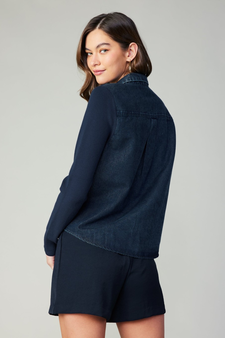 CURRENT AIR Denim Layered Sweater Top Sweaters