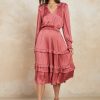 CURRENT AIR Surplice Ruffled Tiered Midi Dress Midi Dresses