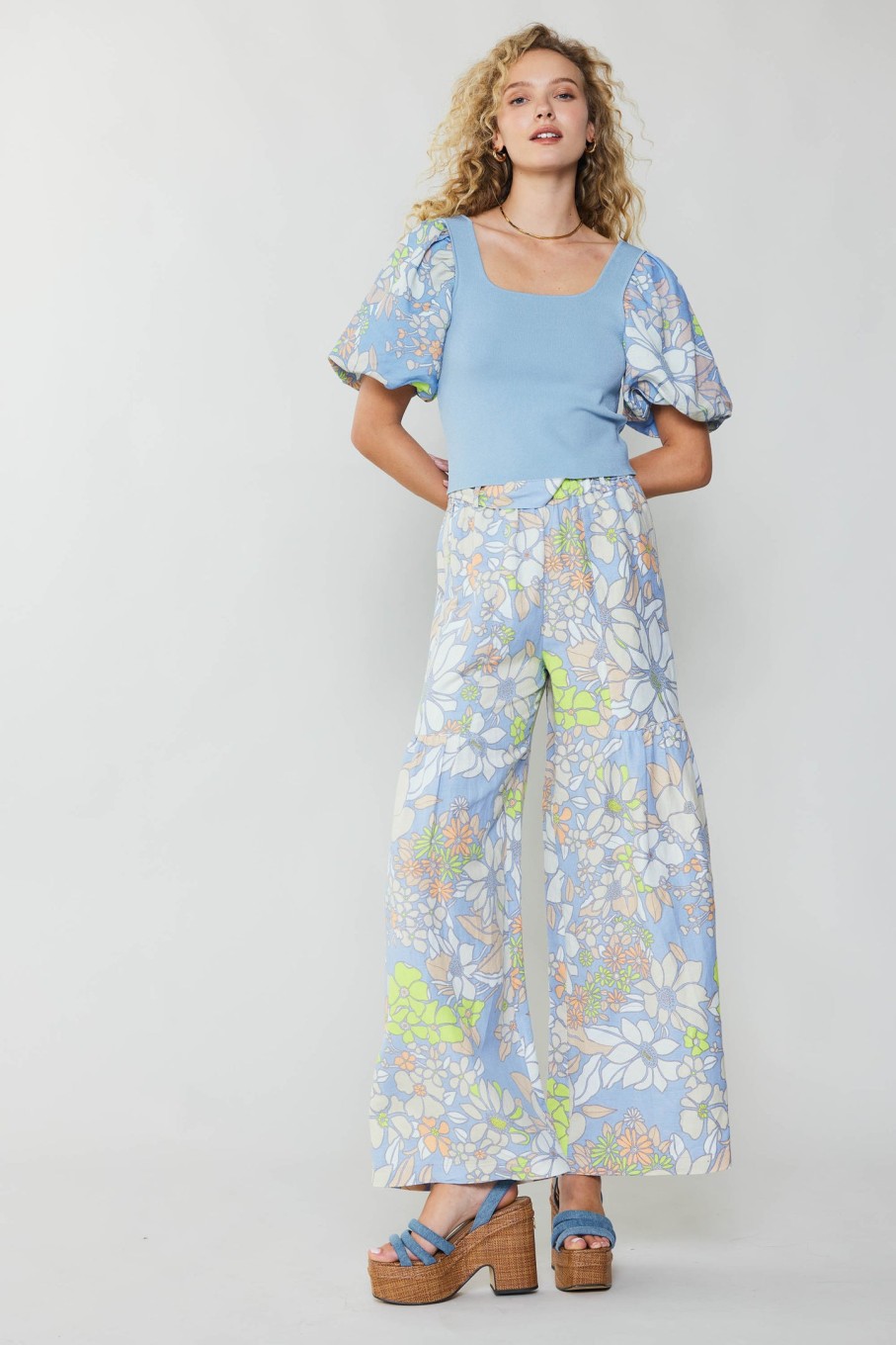 CURRENT AIR Contrast Sleeve Knit Top Sets