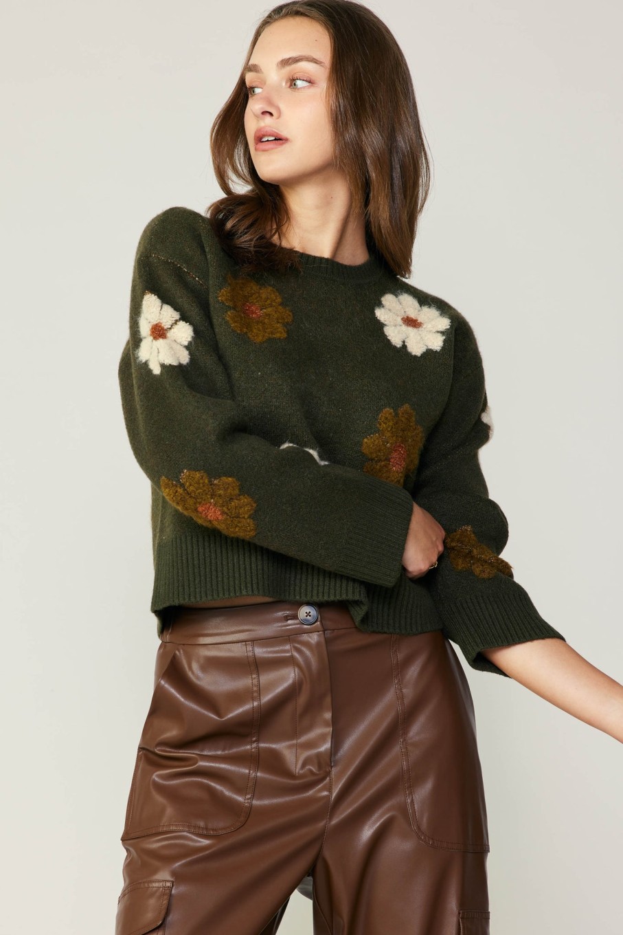 CURRENT AIR Daisy Embroidered Sweater Sweaters