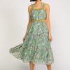 CURRENT AIR Botanical Cutout Detail Dress Midi Dresses