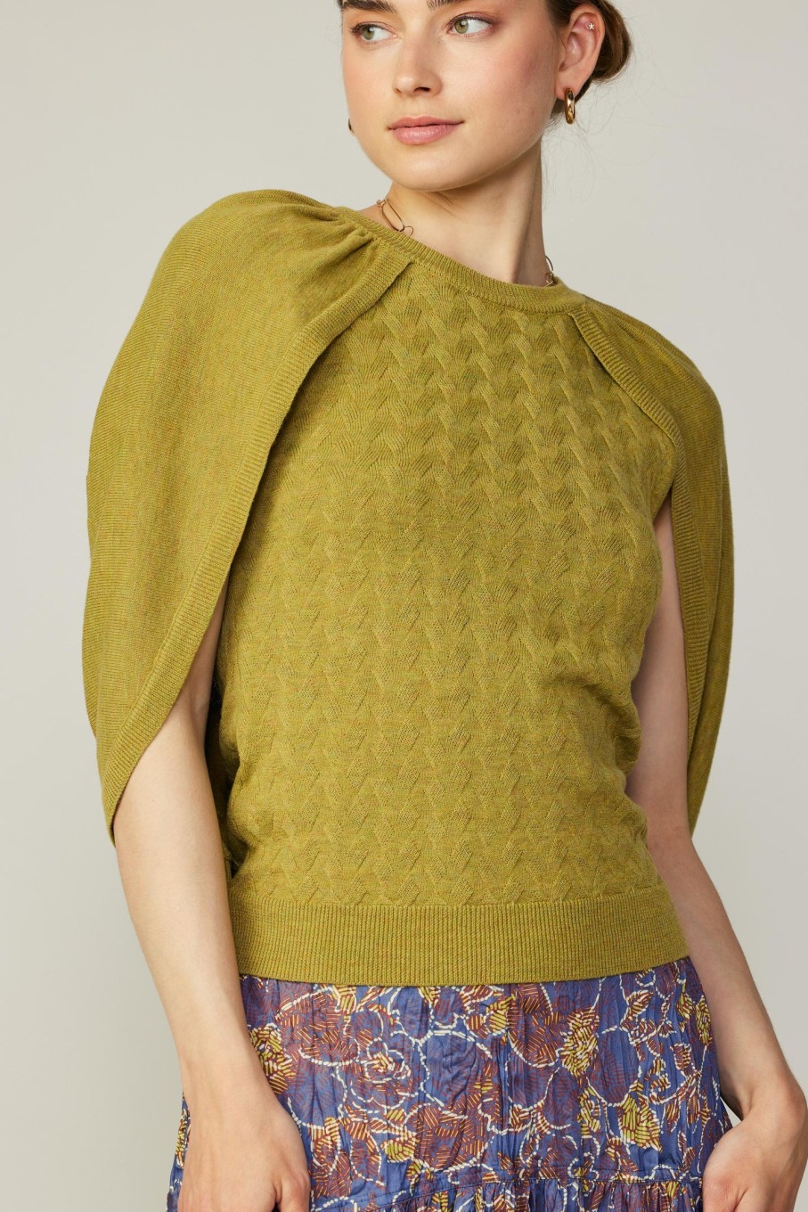 CURRENT AIR Cape Layered Sweater Top Sweaters