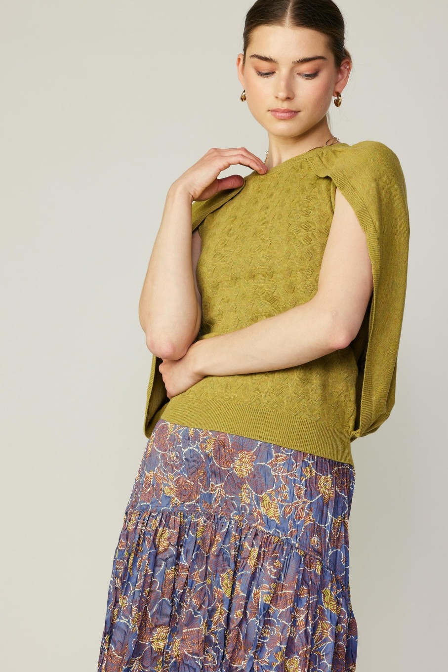 CURRENT AIR Cape Layered Sweater Top Sweaters