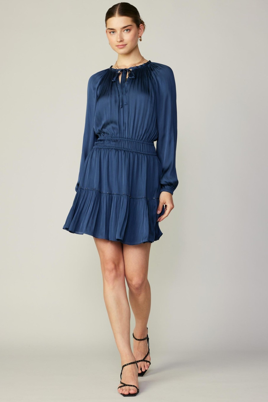 CURRENT AIR Tiered Studded Mini Dress Mini Dresses