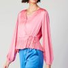 CURRENT AIR Pleated Wrap Top Blouses