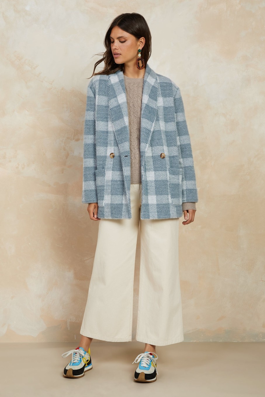CURRENT AIR Checkered Double Breasted Jacket Coats & Jackets