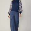 CURRENT AIR Floral Contrast Sweater Top Knitwear