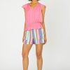CURRENT AIR Smocked Waist Cap Sleeve Top Sleeveless Tops
