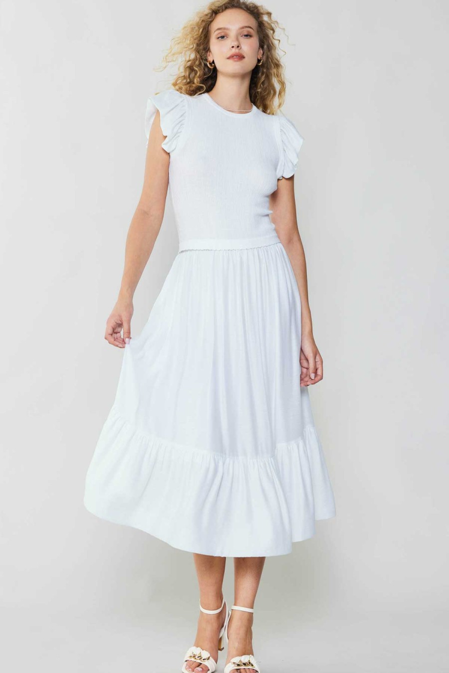 CURRENT AIR Ruffled Sleeve Sweater Dress Knitwear