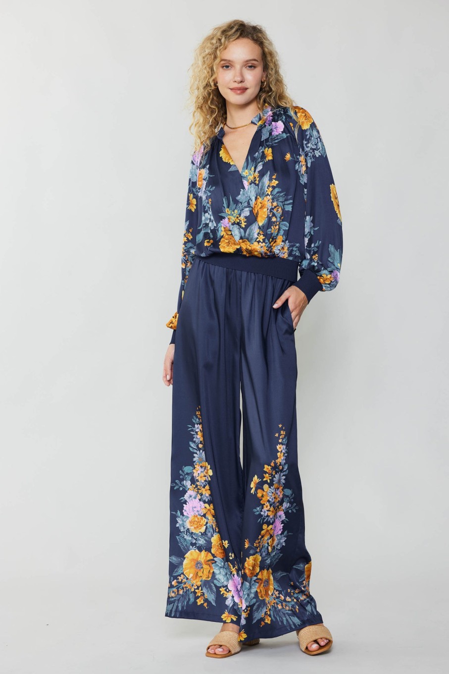 CURRENT AIR Floral Motif Wide Pants Sets