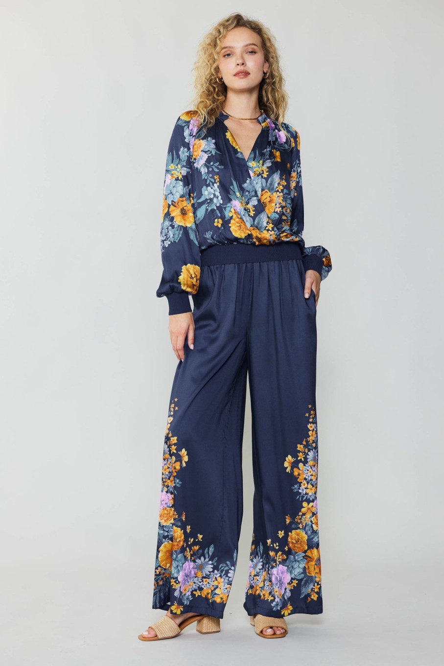 CURRENT AIR Floral Motif Wide Pants Sets