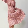 CURRENT AIR Floral Smocked Cuff Midi Dress Midi Dresses