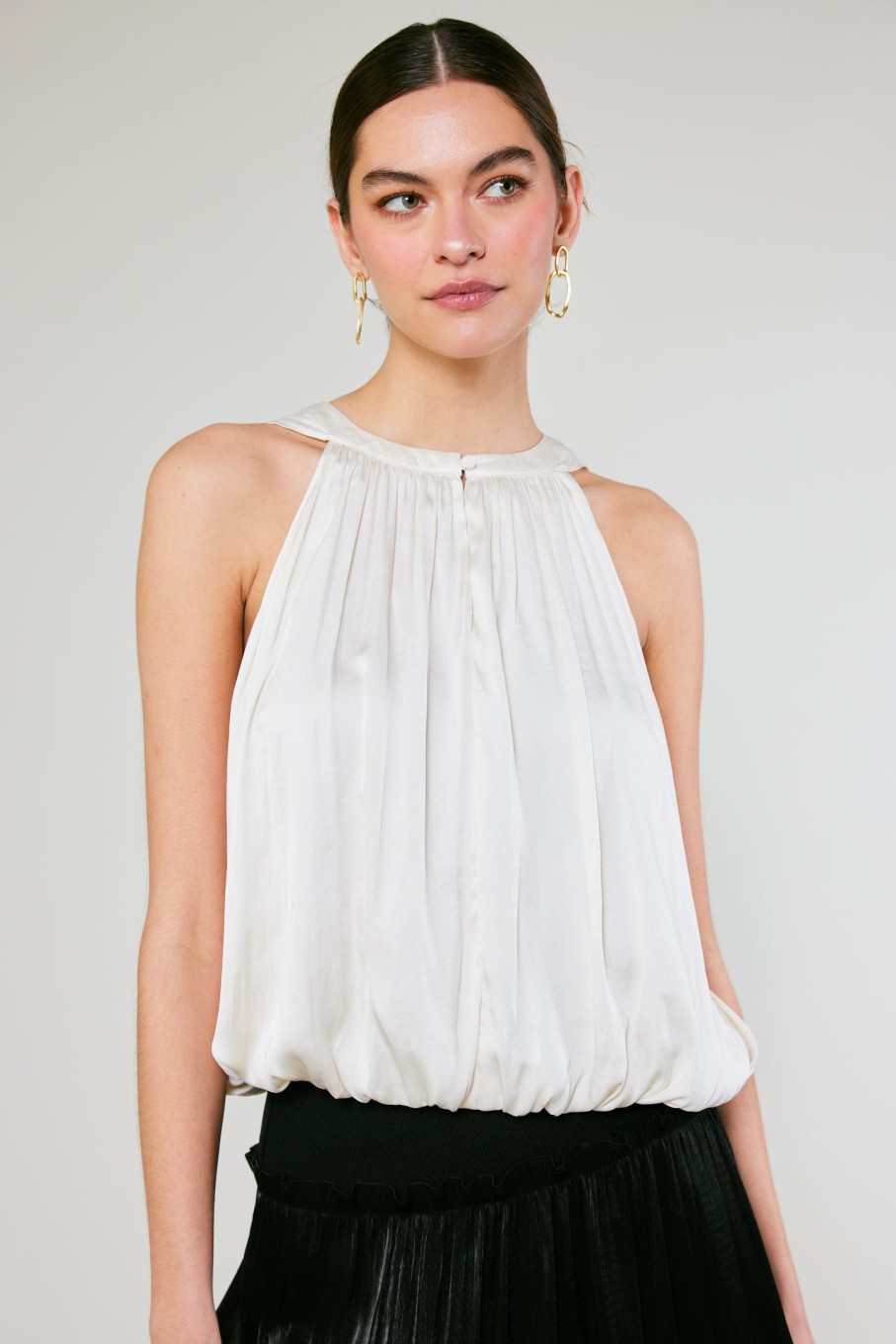 CURRENT AIR Bubble Hem Blouse Sleeveless Tops